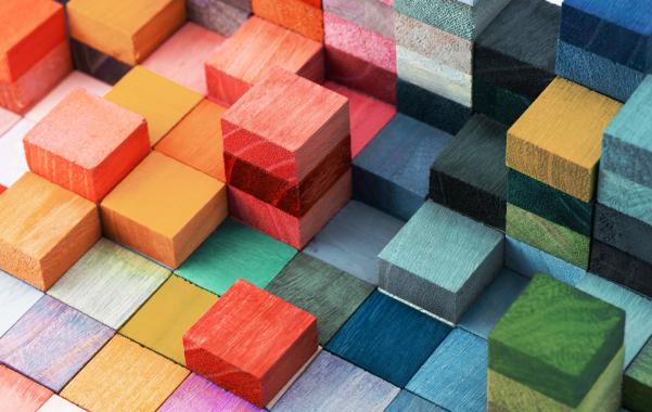 Multicolored building blocks